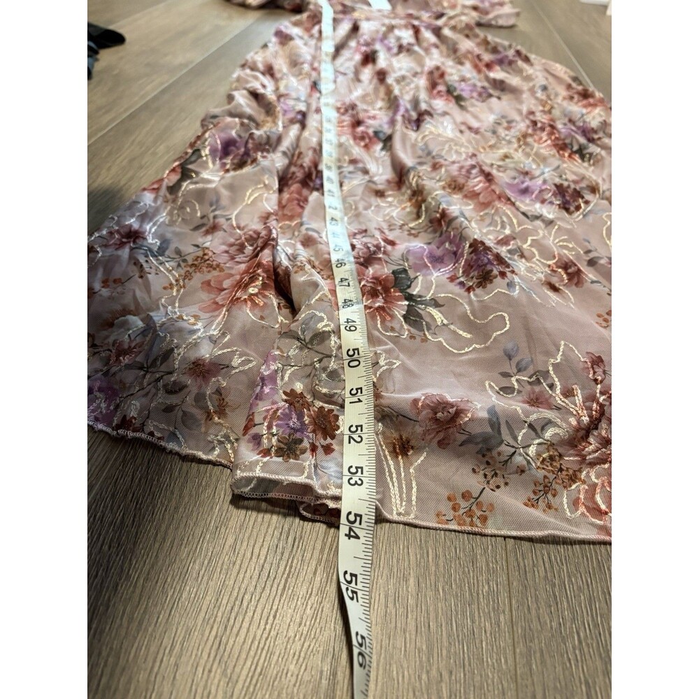 Baltic Born Ardley Embossed Maxi Dress Floral Pink Champagne Formal Wedding Sz S - Picture 12 of 13